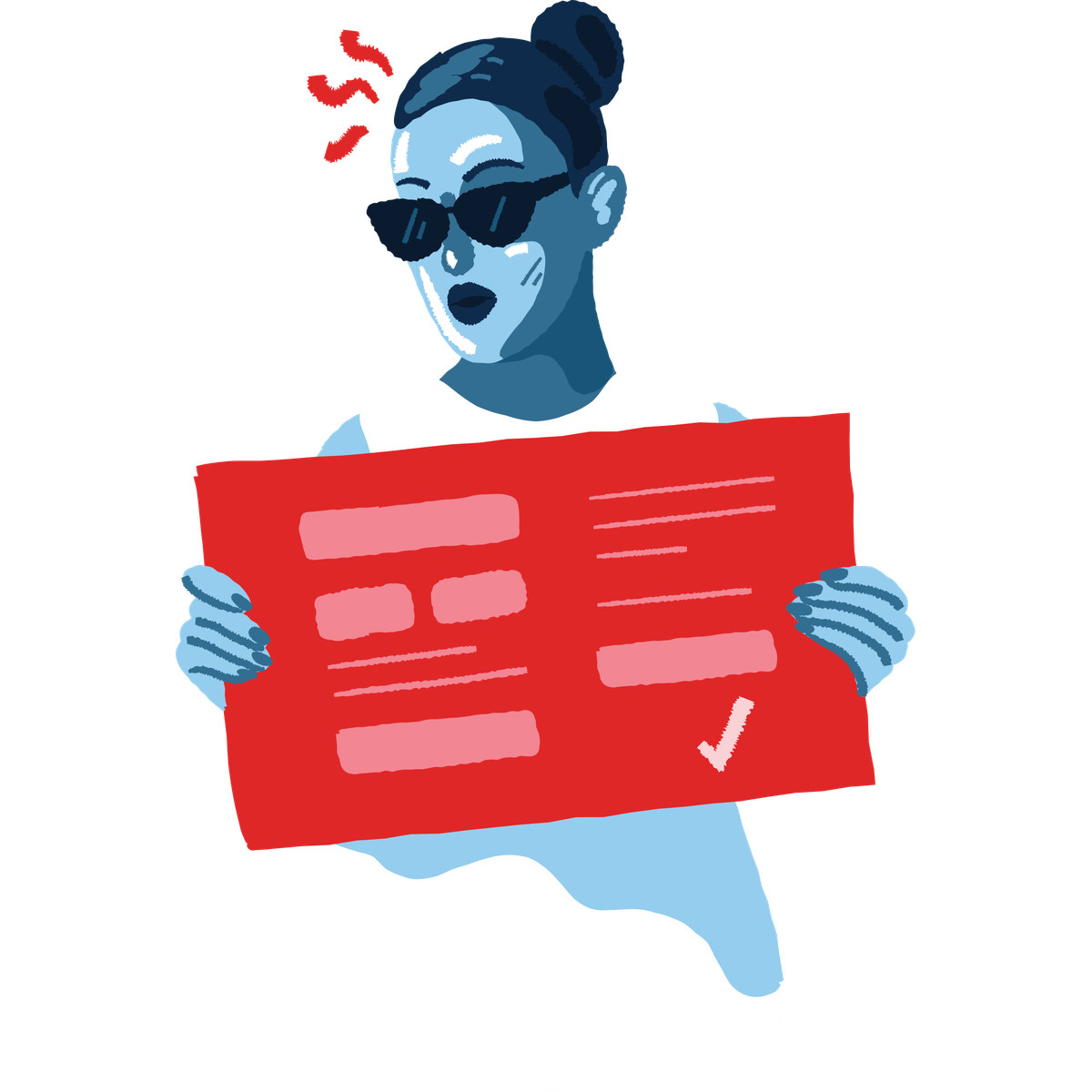 Ilustração de Woman holding a sign up form em no estilo Cherry para baixar em PNG, SVG