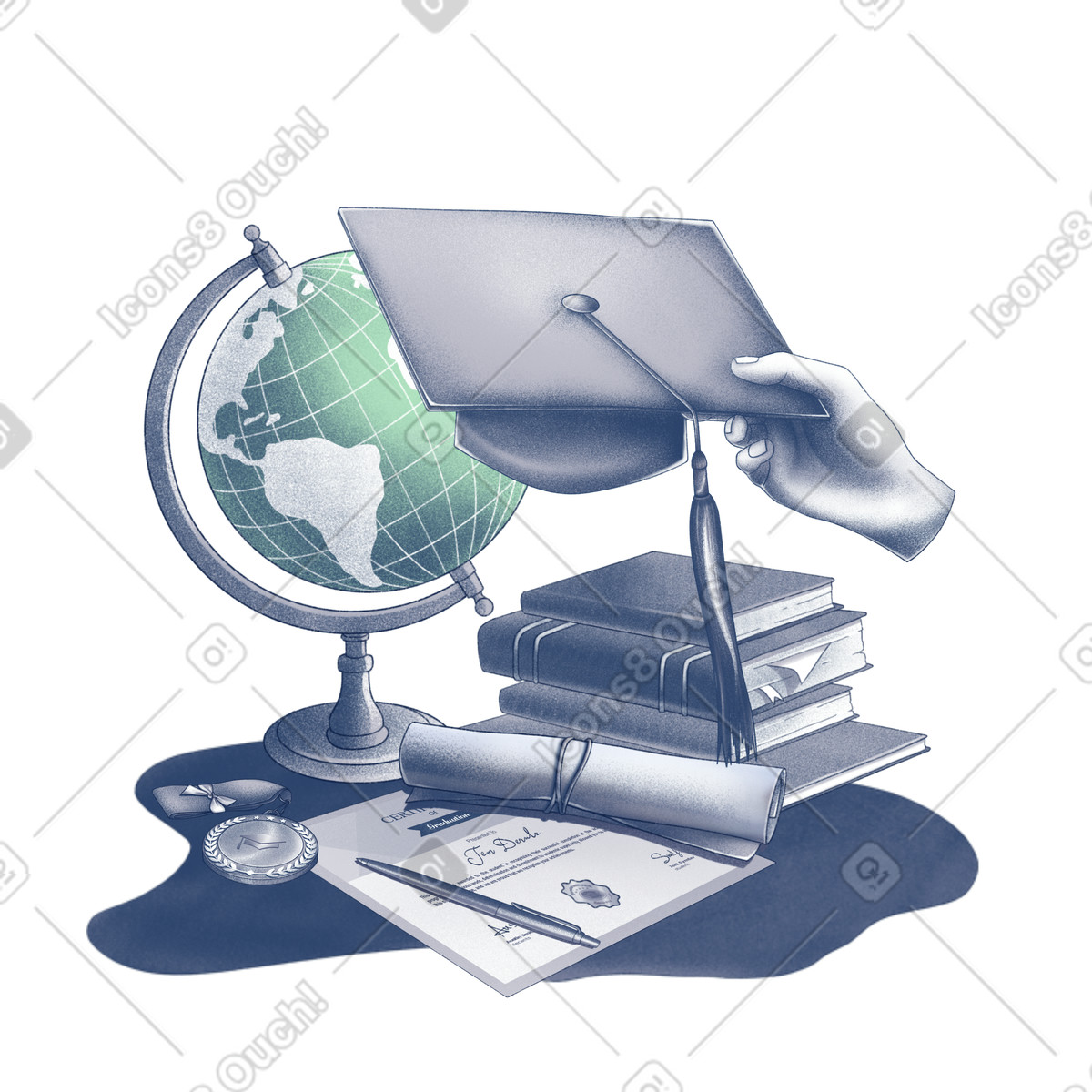 Academic achievement and higher education illustration Bachelor's degree clipart graphics vectors