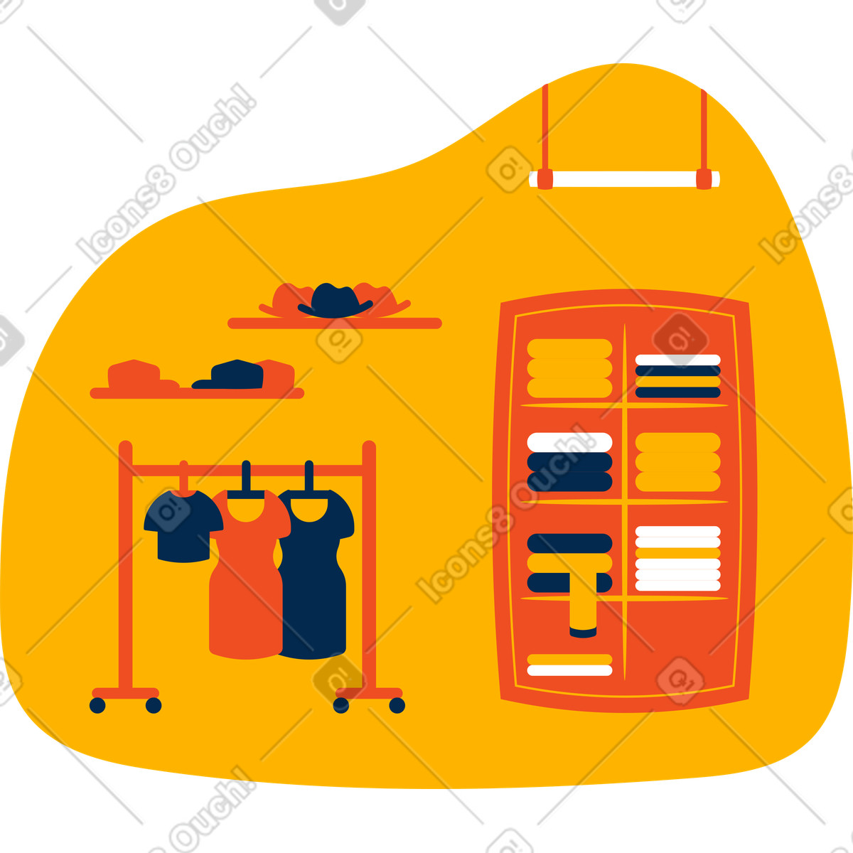 Clothes shop illustration in Flame style download in PNG, SVG