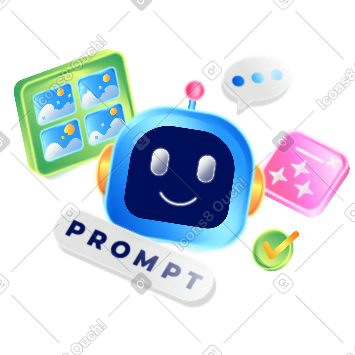 Chatbot and generative AI prompting illustration in Burst style download in PNG, SVG