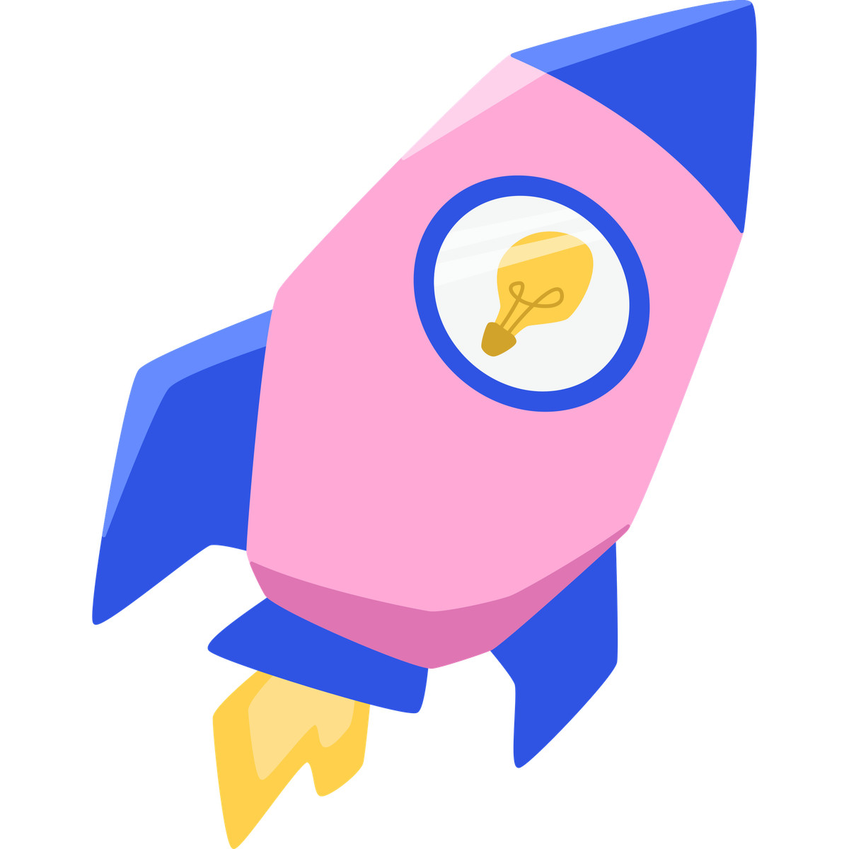 Pink rocket with bulb inside illustration in Bouncy style download in PNG, SVG