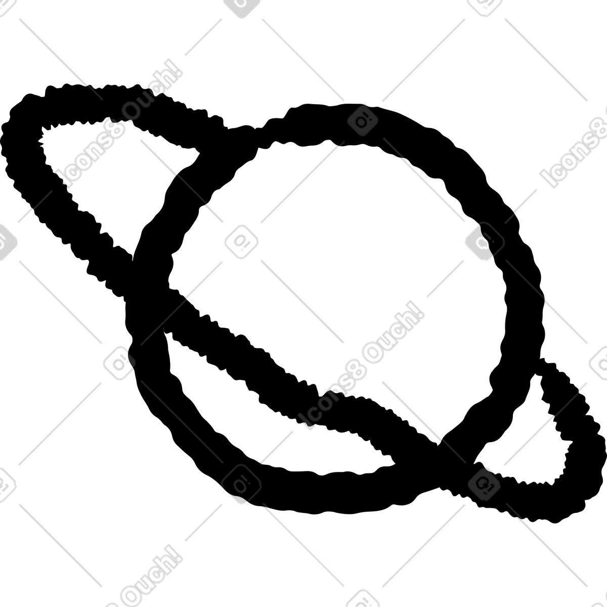 Ilustração de Saturn planet silhouette with thick wavy rings orbiting shape em no estilo Black Chalk para baixar em PNG, SVG