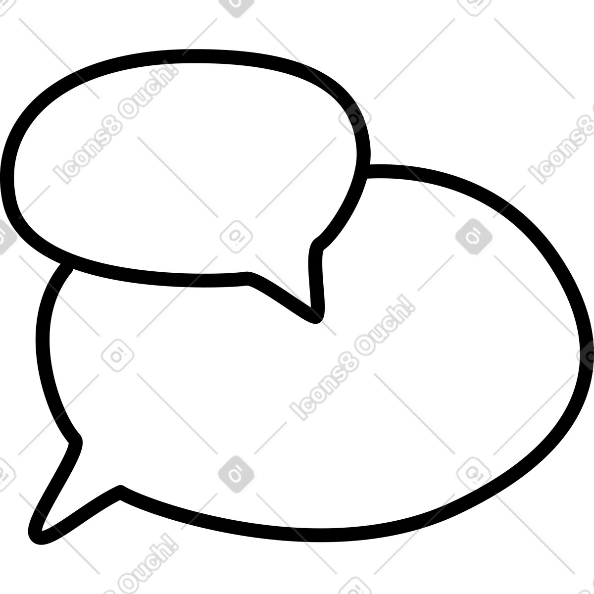 Rocky スタイルの 丸みを帯びた 2 つの吹き出し のイラストをPNG、SVG形式でダウンロード