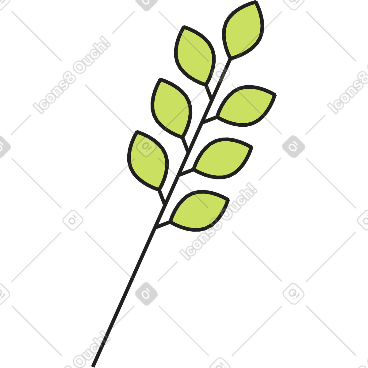 下载 Dazzle 风格的 有叶子的树枝 插画，支持 PNG、SVG 格式