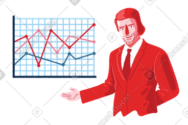 Businessman presenting stock market chart PNG, SVG