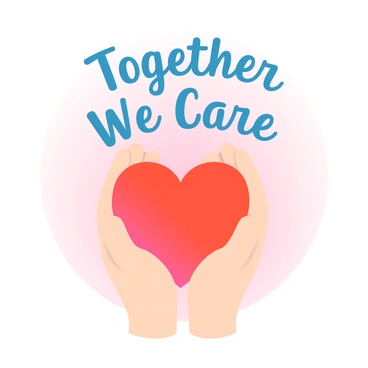 A heartwarming logo for a charity with holding hands and a heart