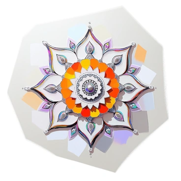 An intricate pen and ink design featuring a mandala, centered on a medium-sized sheet of white paper. The mandala is composed of various geometric shapes, floral patterns, and repeating motifs that radiate outward from the center. The lines are fine and detailed, creating a complex web of patterns. The design occupies most of the space on the paper, showcasing symmetry and balance in its intricate features.