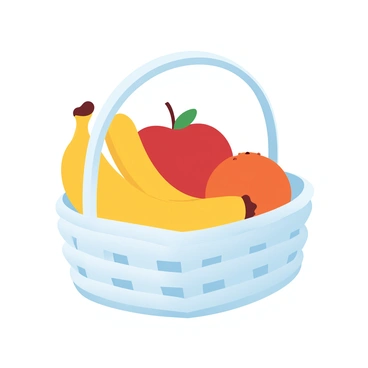 A simple, modern basket with just three perfectly arranged fruits