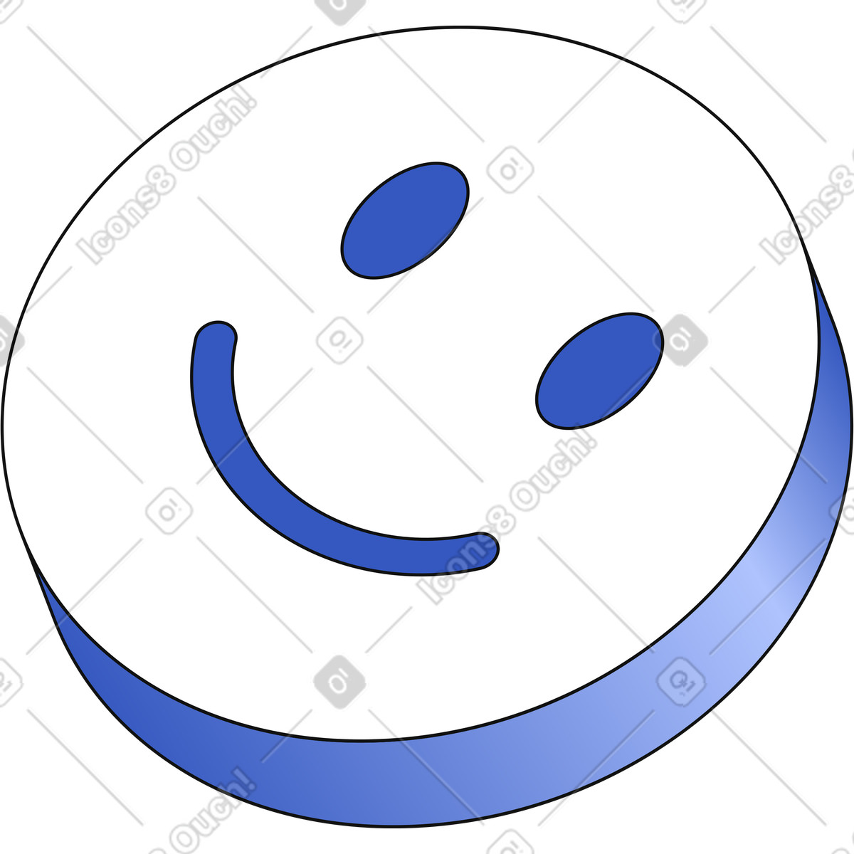 Smiling face icon illustration in Techny style download in PNG, SVG