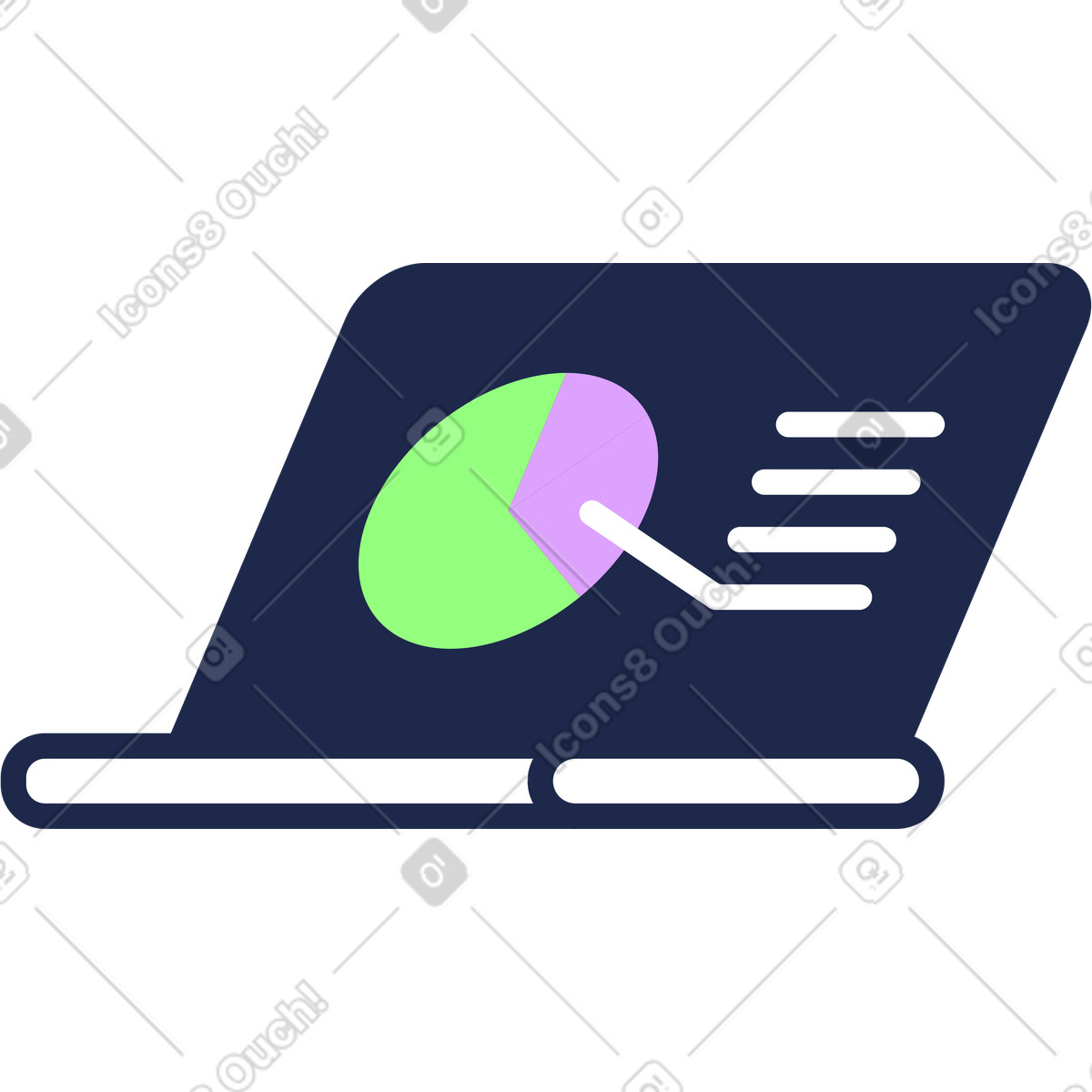 Ilustração de Laptop aberto com gráfico em no estilo Outline para baixar em PNG, SVG