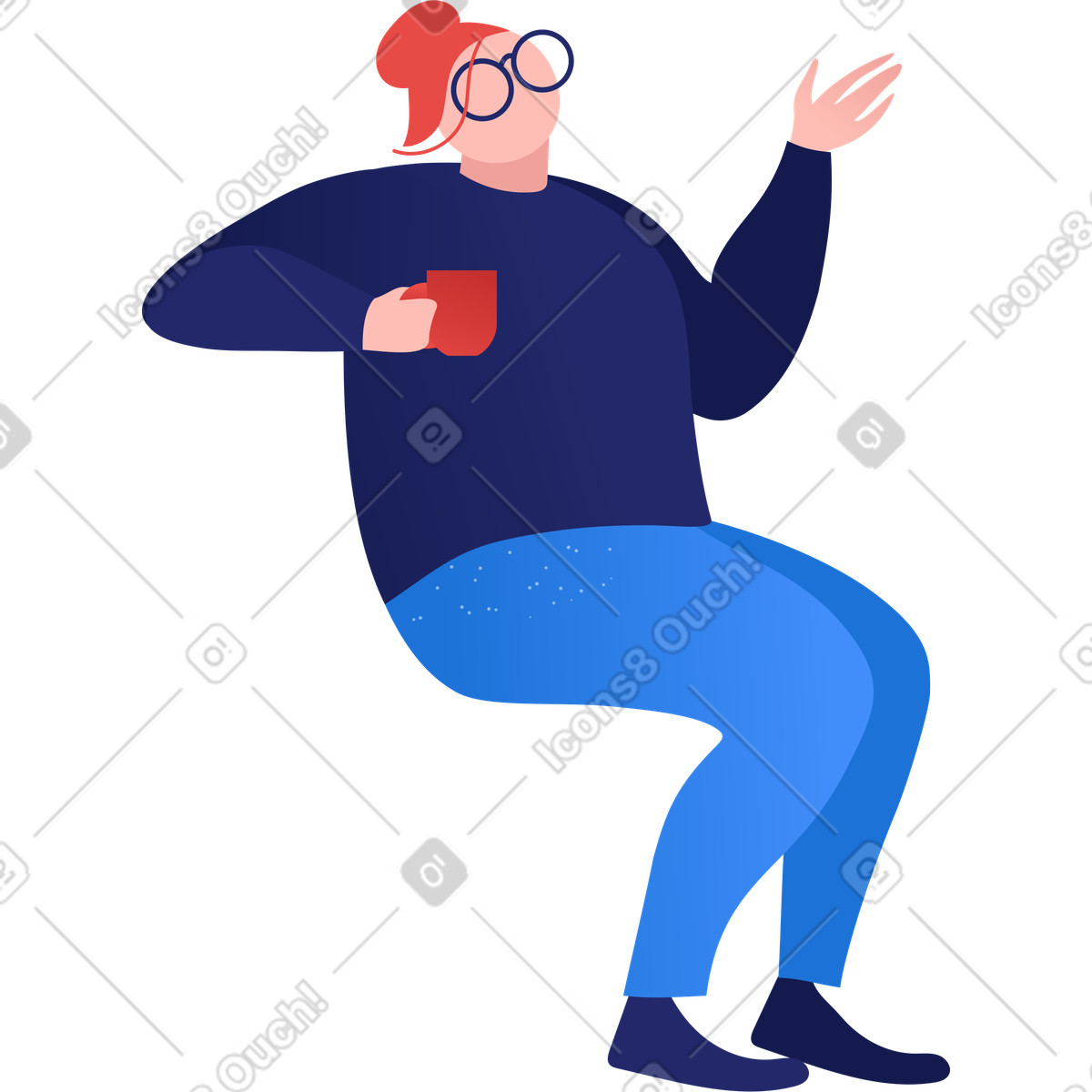 Ilustración Mujer con taza agitando en estilo Clip a descargar en PNG y SVG