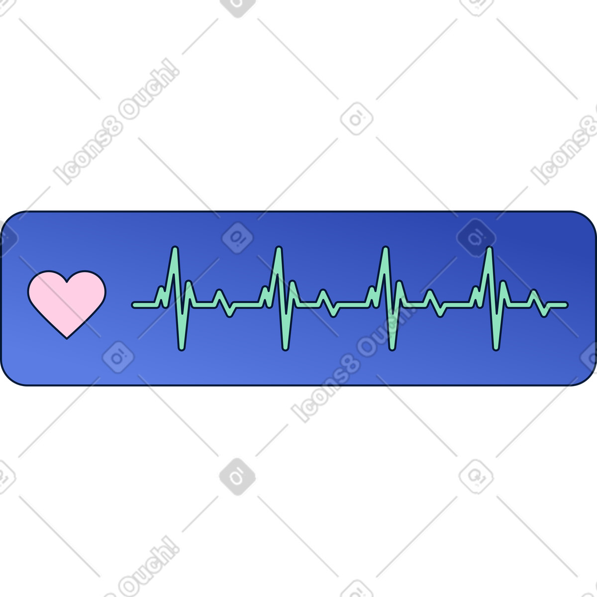 Heart pulse illustration clipart image showcasing vital signs in PNG, SVG, GIF