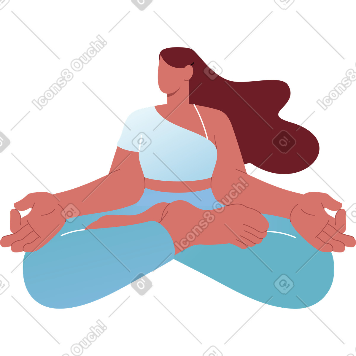 Ilustración Mujer meditando en estilo Airy a descargar en PNG y SVG