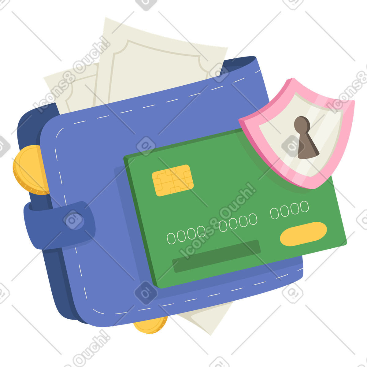 Safety of money savings and digital wallets illustration in Social style download in PNG, SVG