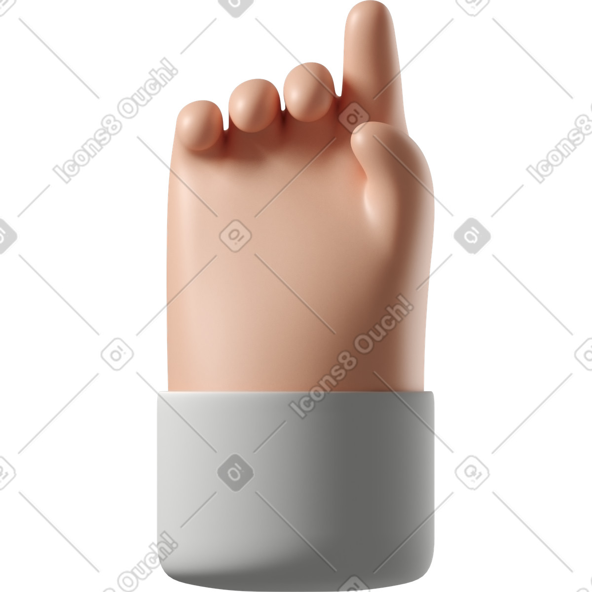 3D Hands Fun&Wild スタイルの 上向きの白いシャツの白い肌の手 のイラストをPNG、SVG形式でダウンロード