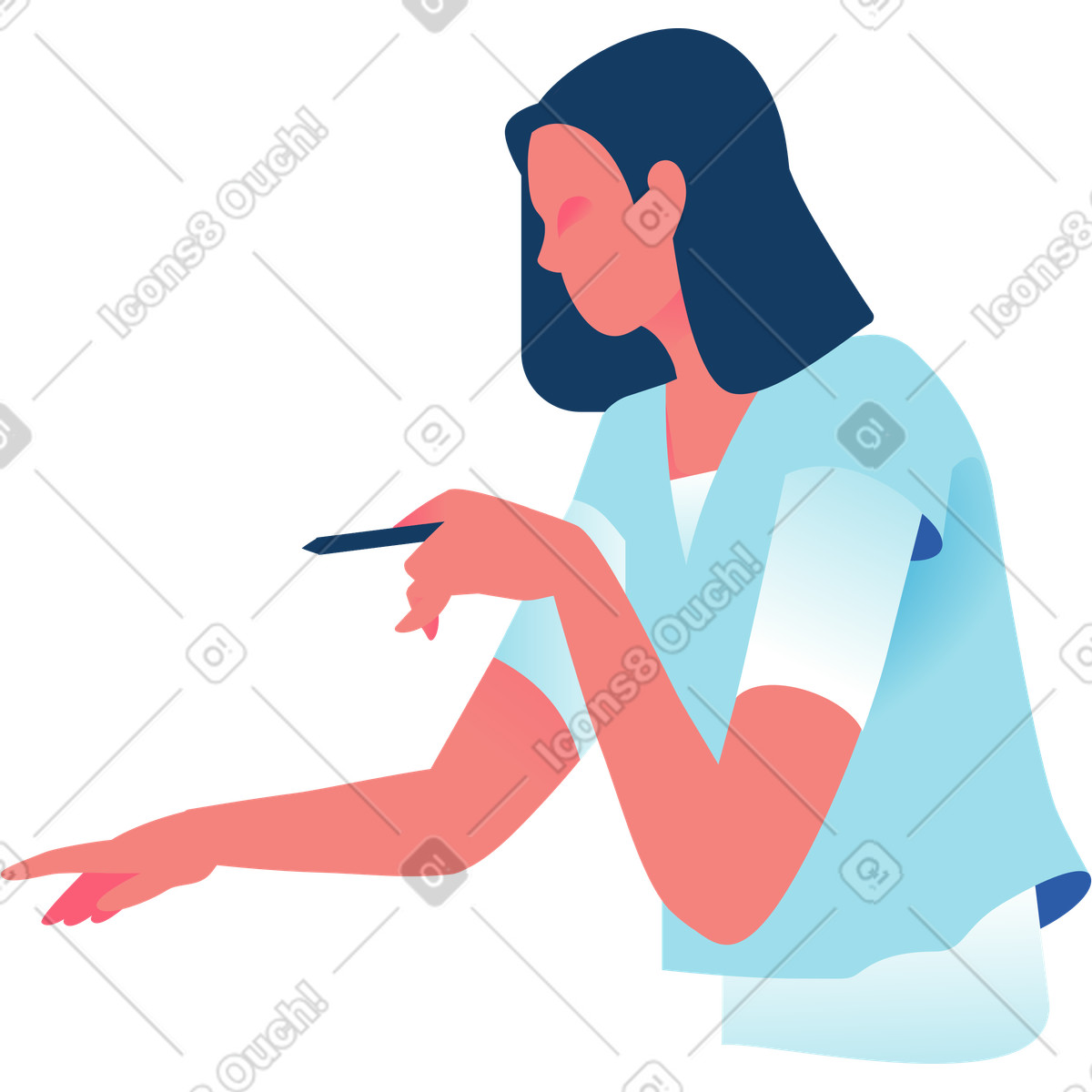 下载 Daily 风格的 女人解释 插画，支持 PNG、SVG 格式