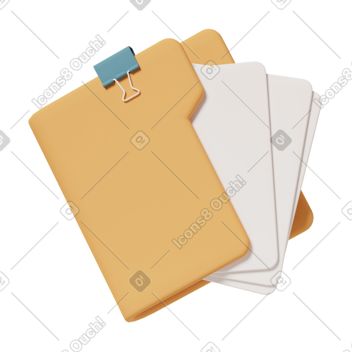 3D Casual life 스타일의 Paper folder with documents 애니메이션 일러스트레이션 GIF, Lottie(JSON), AE로 다운로드