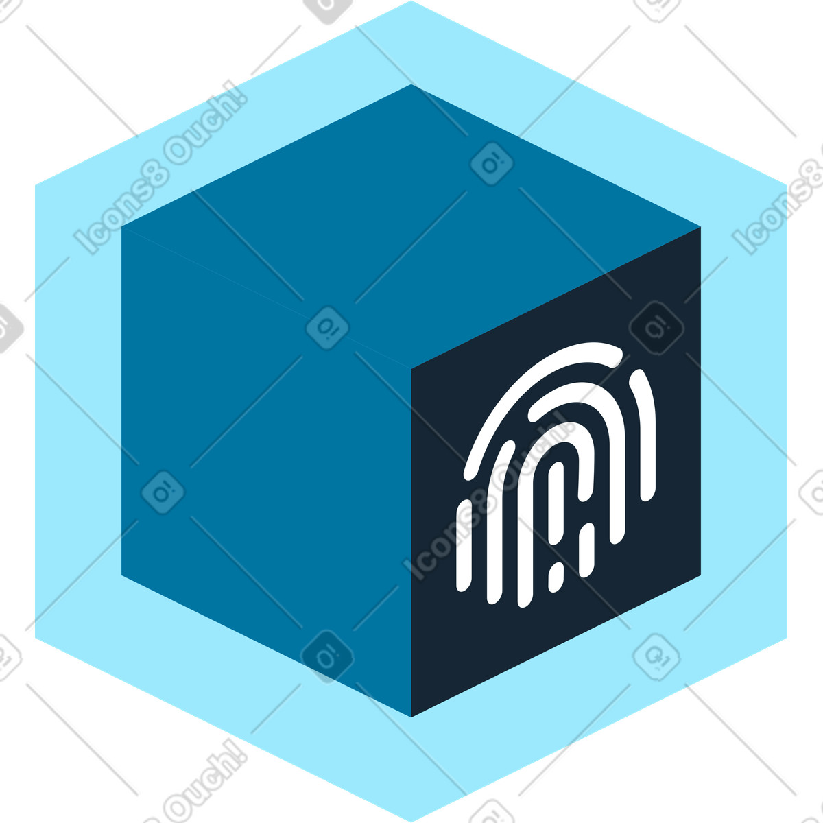 Indigo スタイルの Cube blue fingerprint icon のイラストをPNG、SVG形式でダウンロード