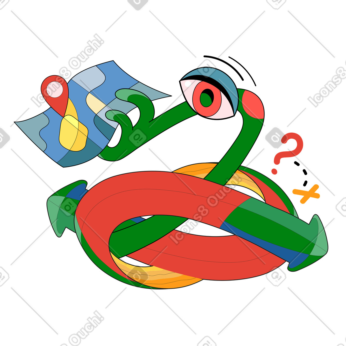 Schwierige route-Illustration im Surr-Stil als Download in PNG, SVG