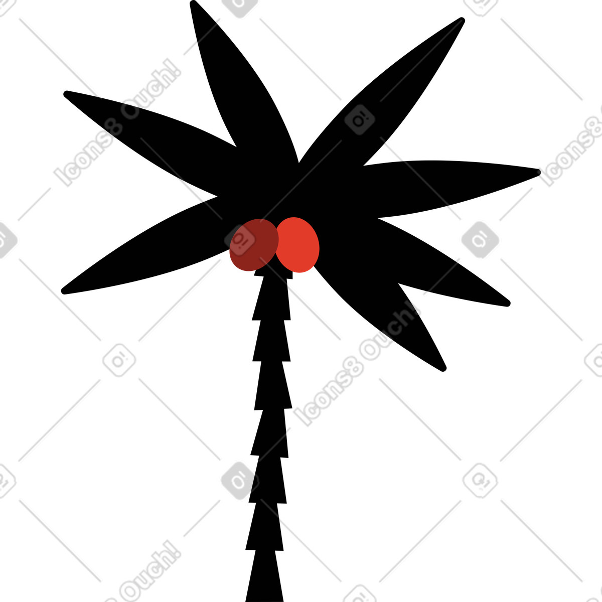 Palm tree illustration in Burgundy style download in PNG, SVG