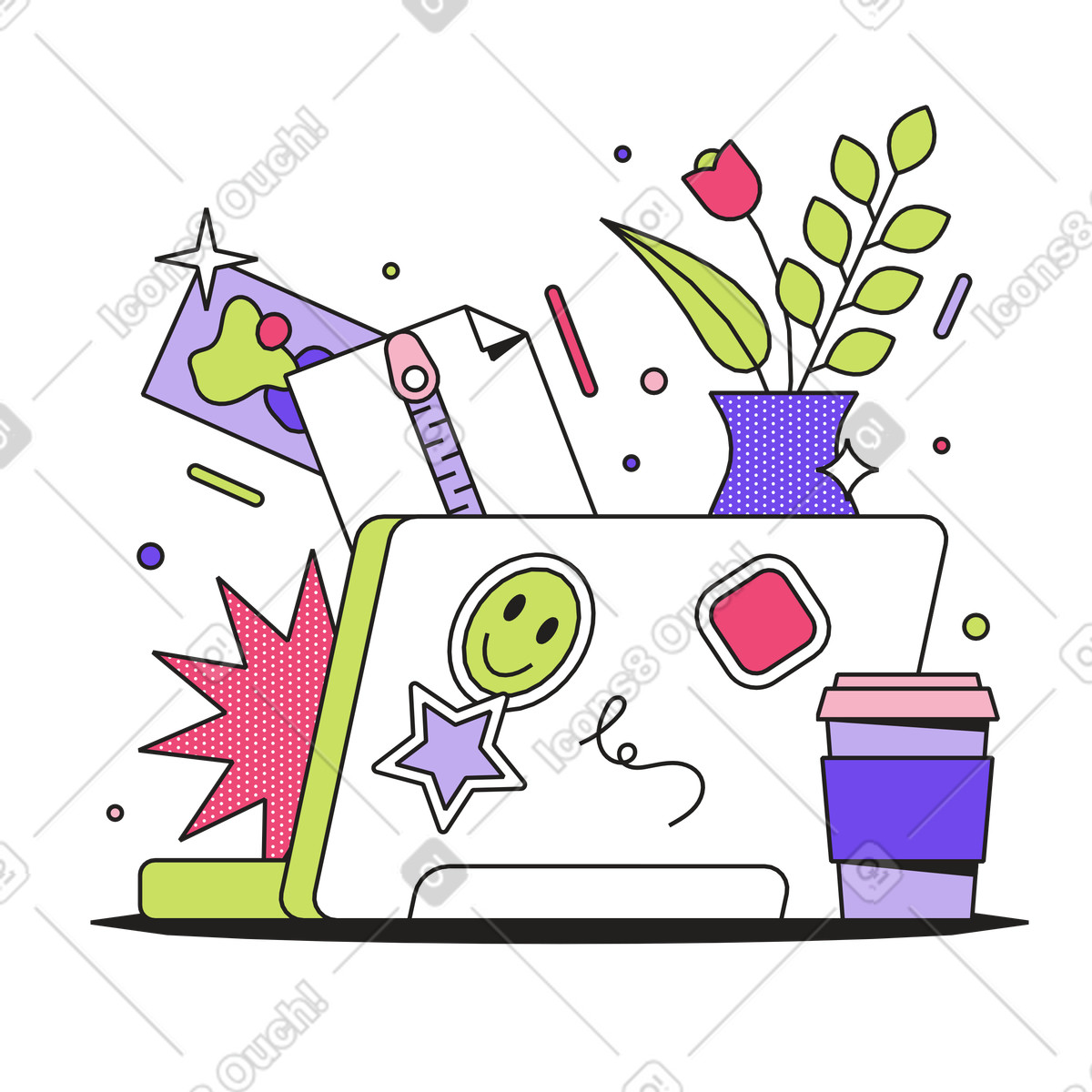 Freelance and remote work illustration in PNG, SVG
