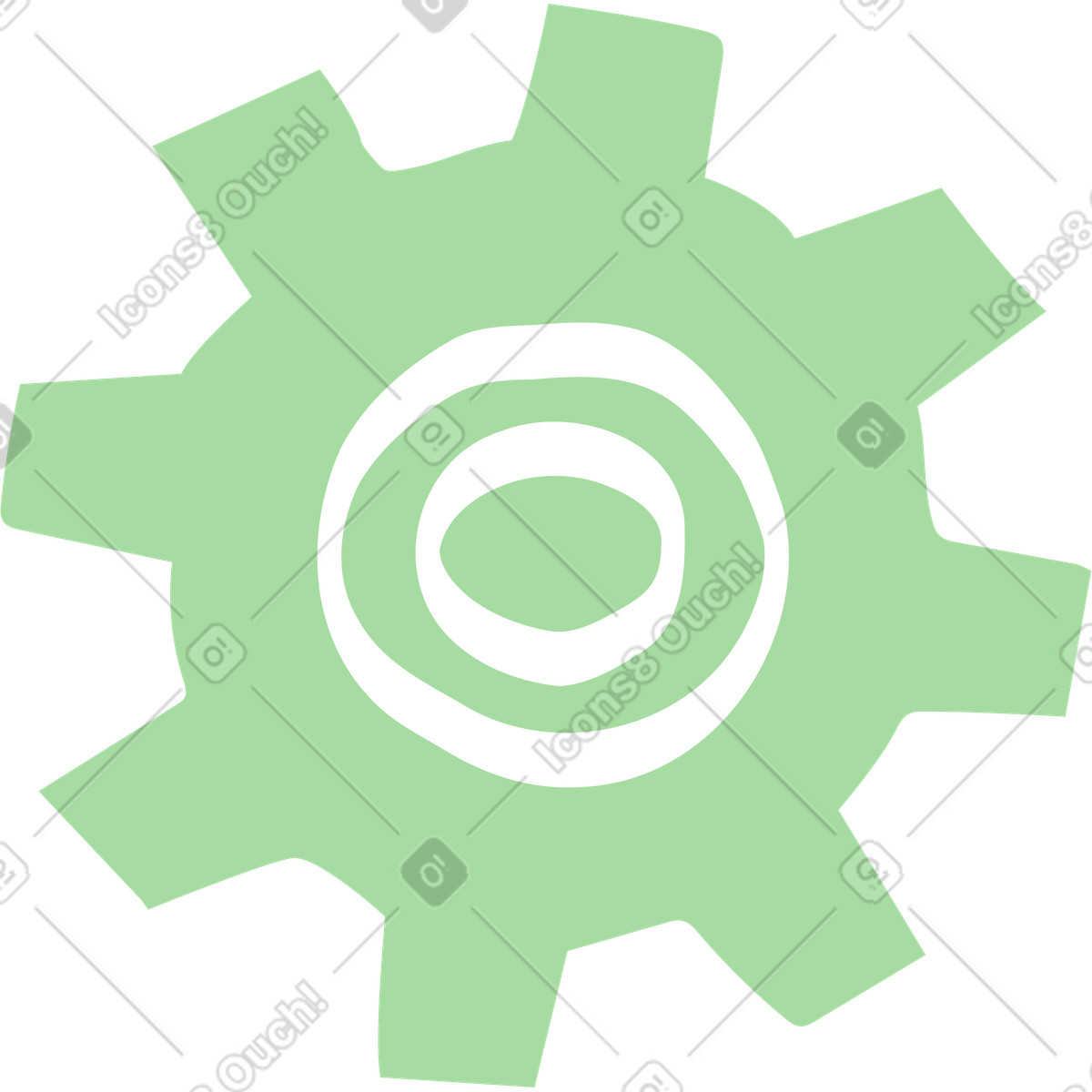 Illustration Gear cogwheel symbol with central spiral shape for settings dans le style Organic à télécharger aux formats PNG, SVG