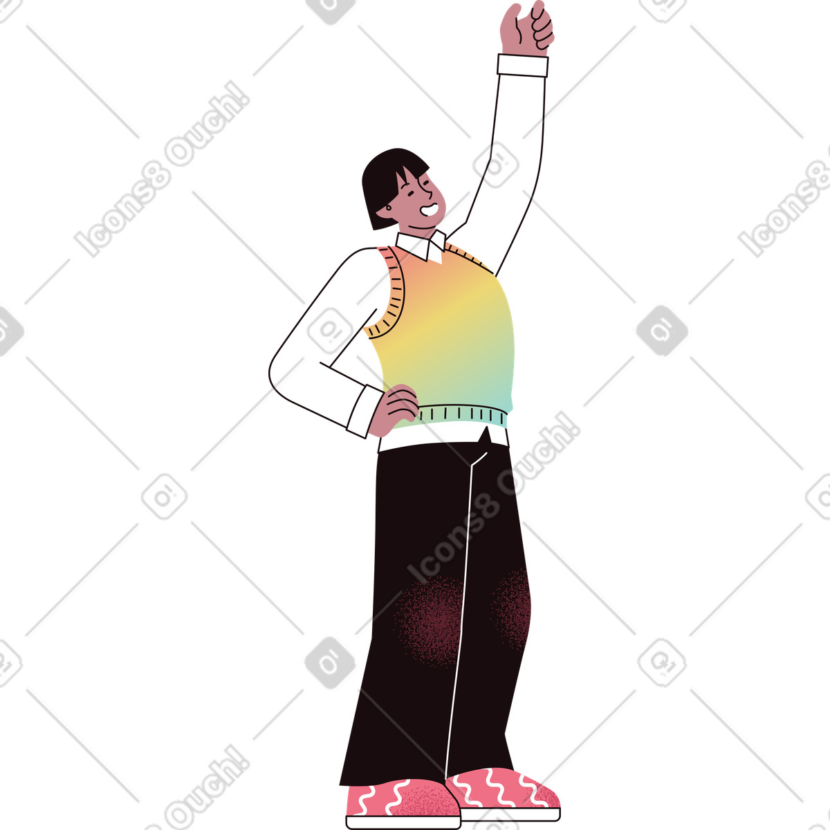Man raising hand illustration in Delight style download in PNG, SVG