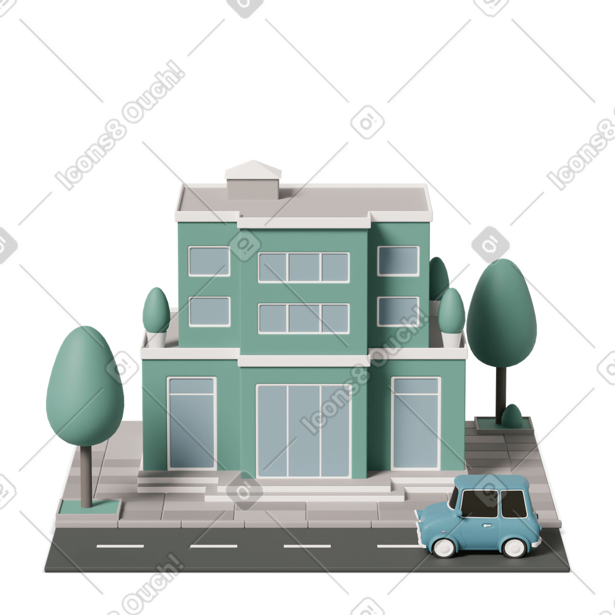 Office building illustration in 3D Casual life style download in PNG, SVG