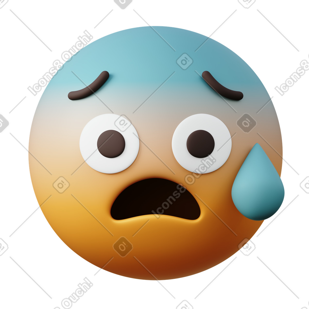 Emoji anxious face with sweat illustration reaction clipart image in PNG SVG GIF