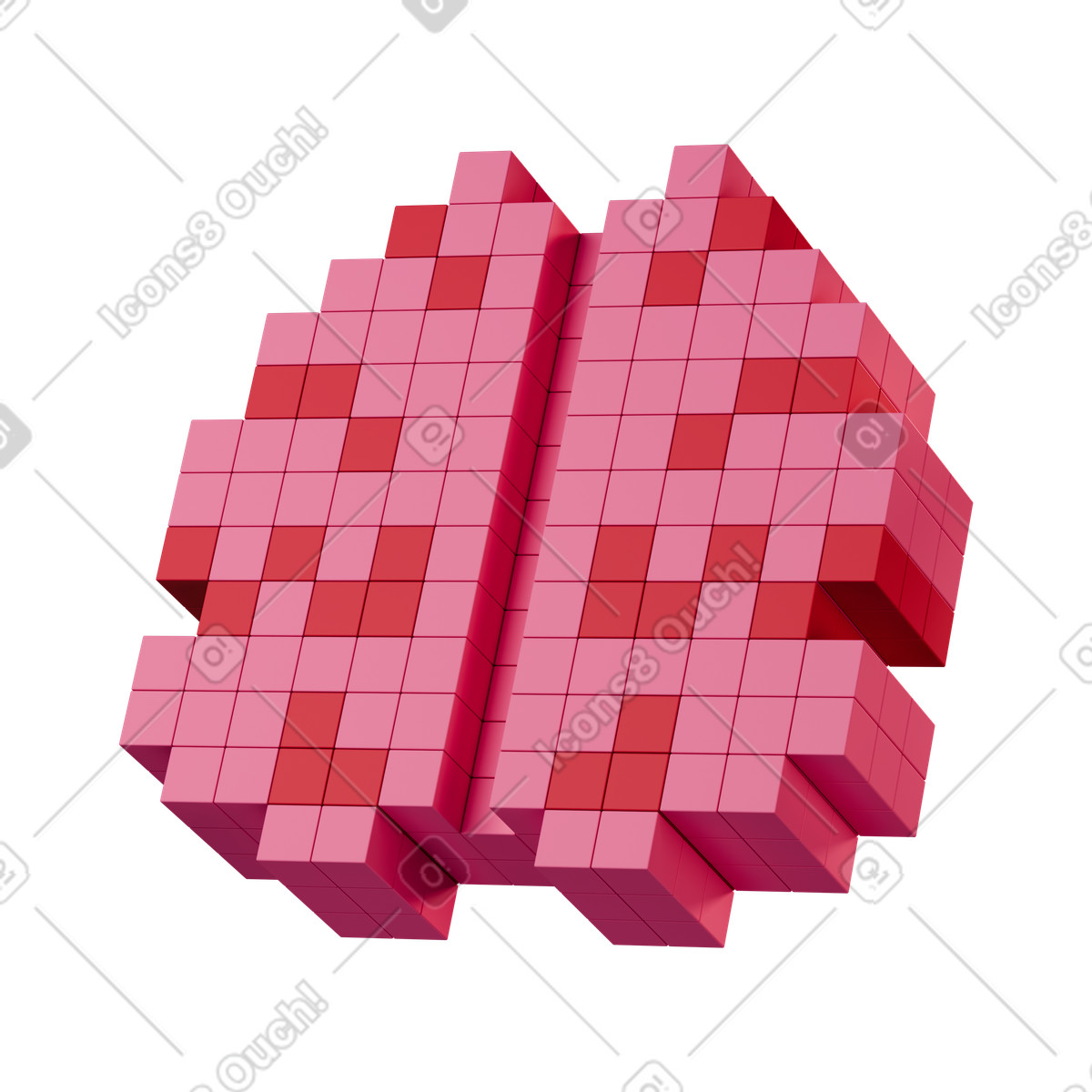 Illustration Cerveau voxel dans le style 3D Stickle à télécharger aux formats PNG, SVG