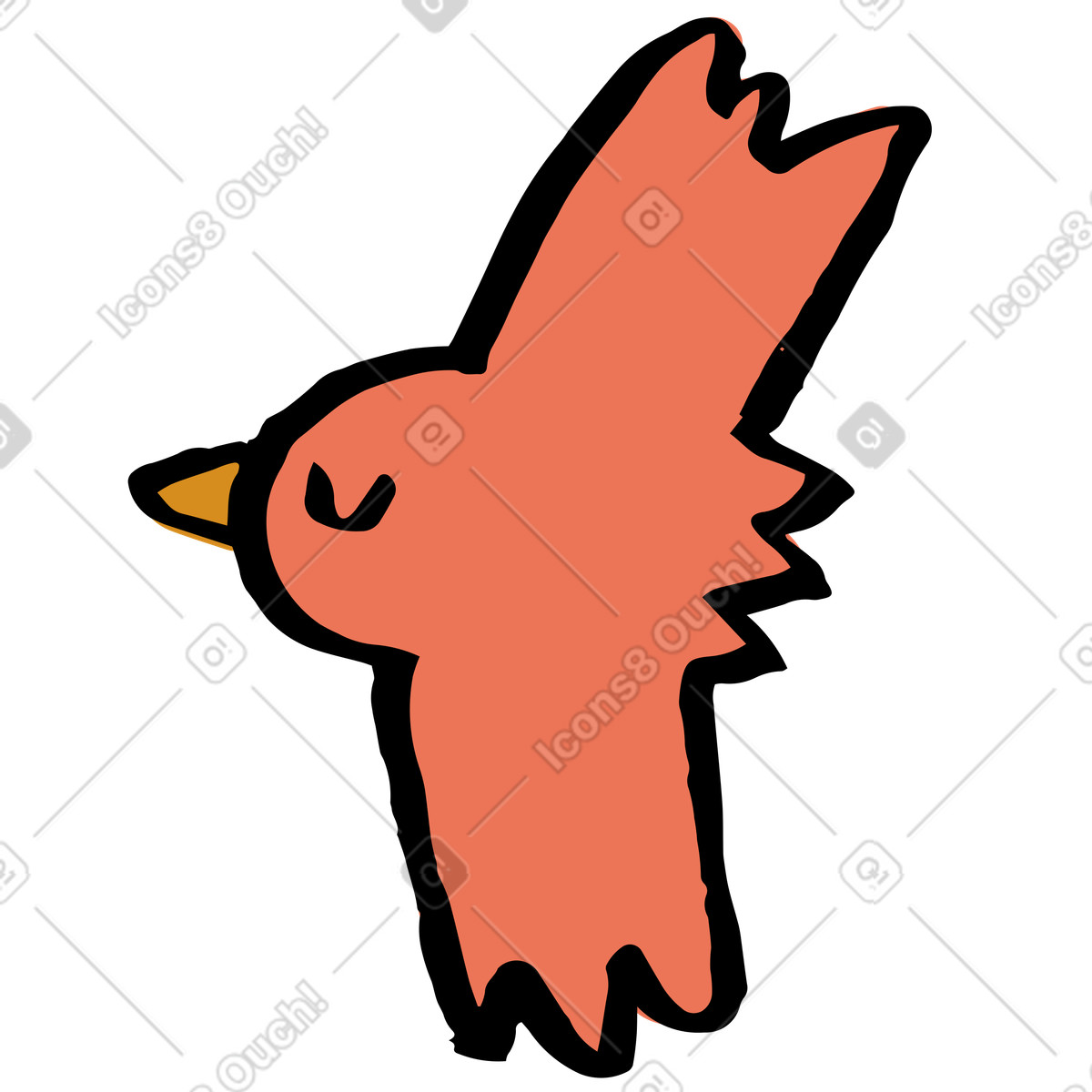 Red bird with spread wings-Illustration im Scandi-Stil als Download in PNG, SVG