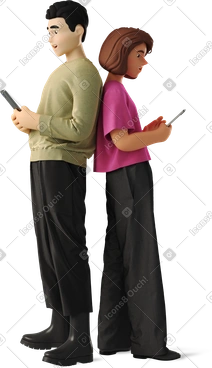 Man and woman with their backs to each other PNG, SVG
