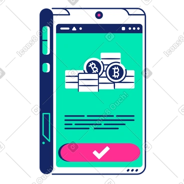Successful bitcoin payment on mobile phone PNG, SVG