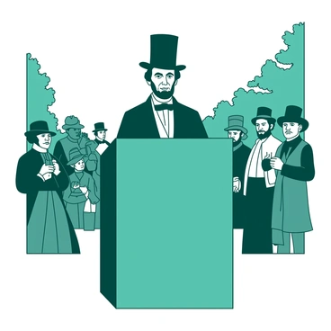 Abraham Lincoln addressing the nation from a wooden podium