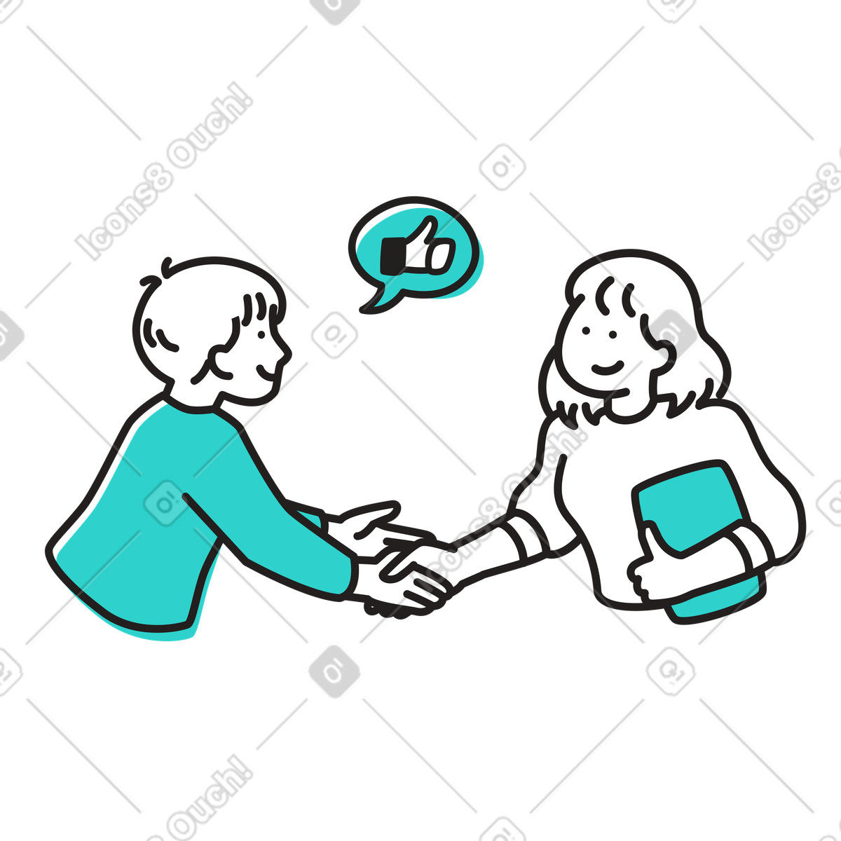 Colleagues reinforcing agreement with a handshake illustration welcome cartoon clipart SVG graphics