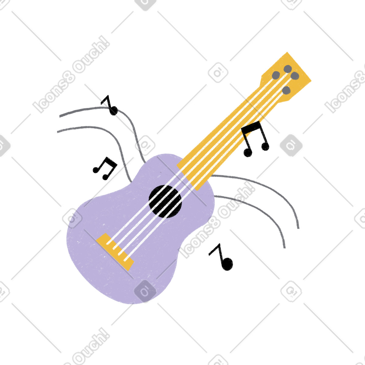 Ilustración Ukulele with notes en estilo Tutti a descargar en PNG y SVG