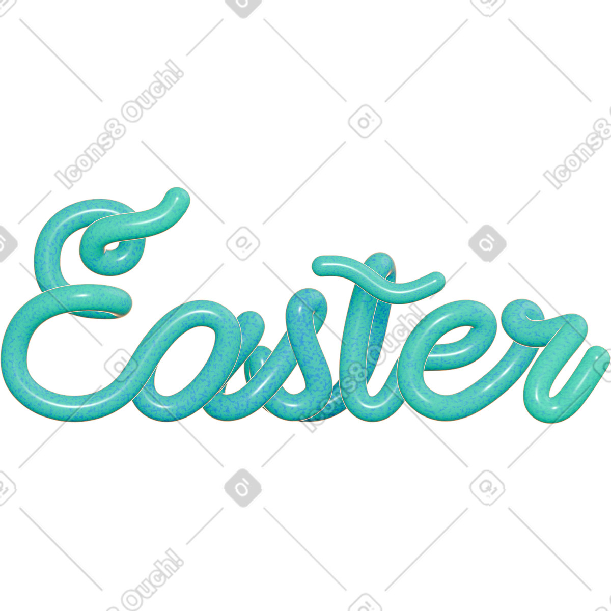 Green Easter lettering illustration in 3D Holidays style download in PNG, SVG