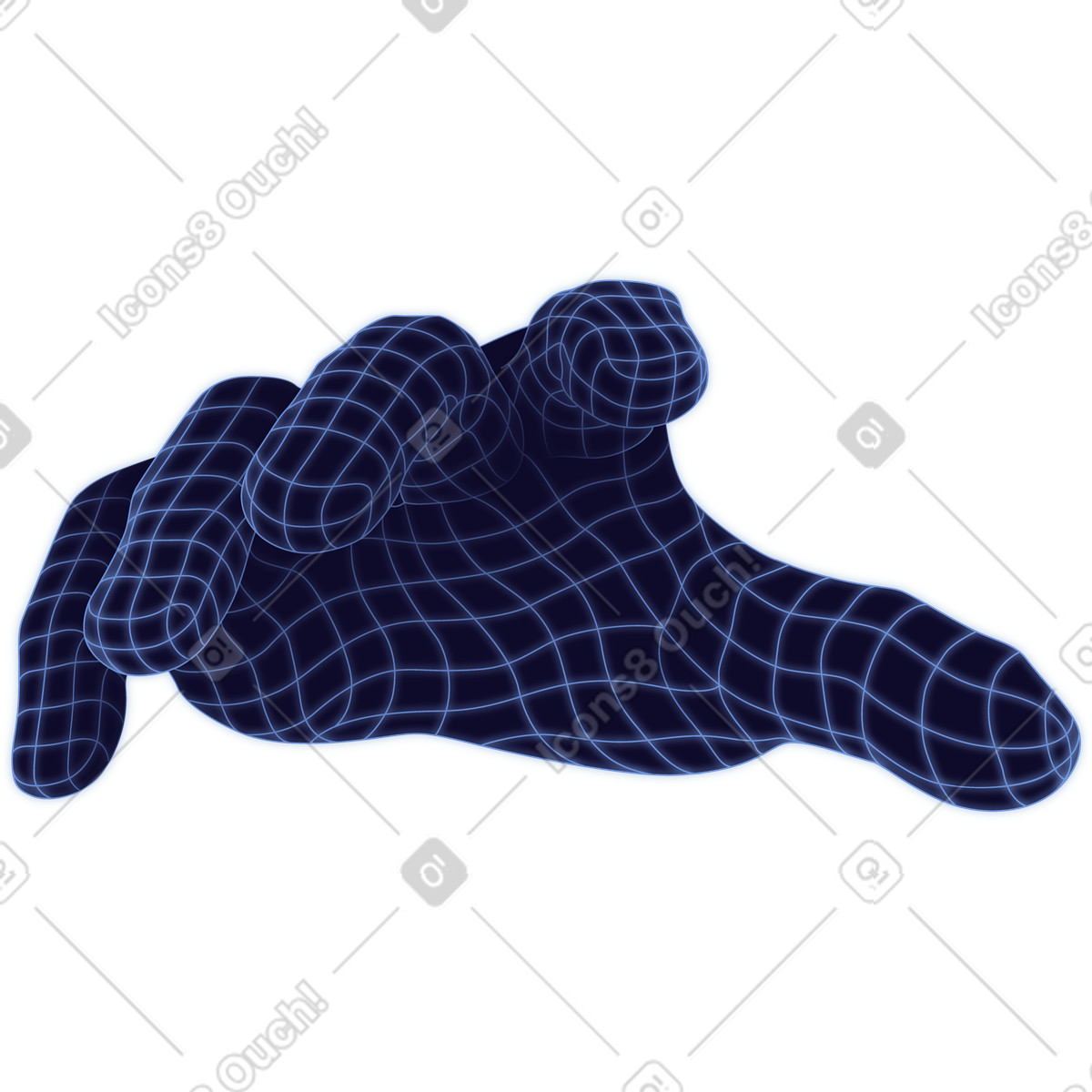 Ilustración Blue open palm with mesh grid en estilo Dimension a descargar en PNG y SVG