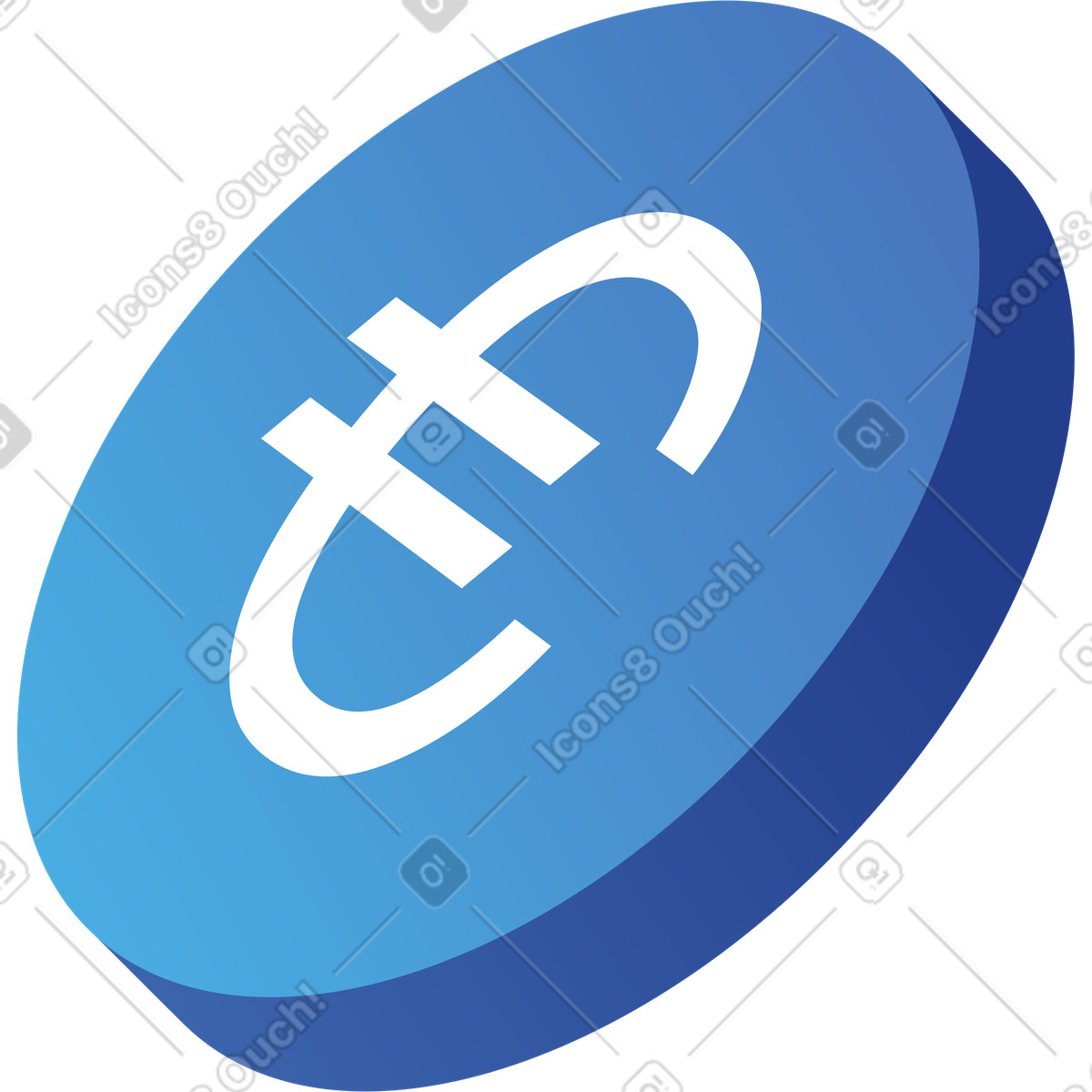 Blue euro coin floating illustration in Quantum style download in PNG, SVG