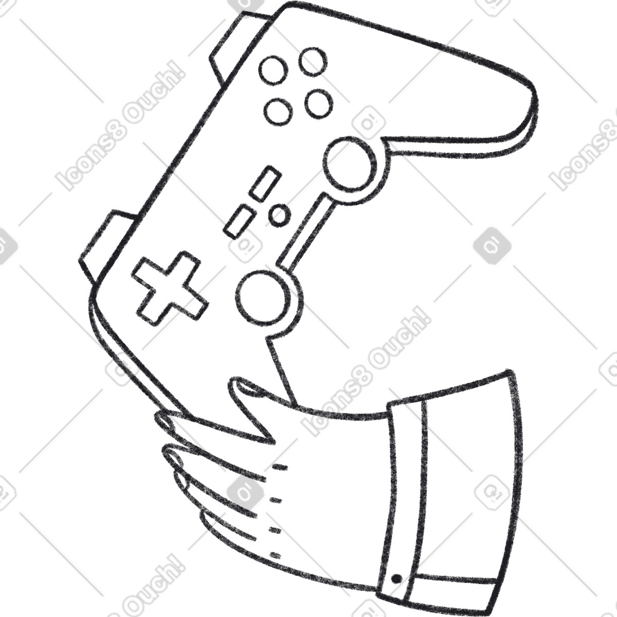 Mano con gamepad illustrazione in stile Bonbon Line scarica in PNG, SVG
