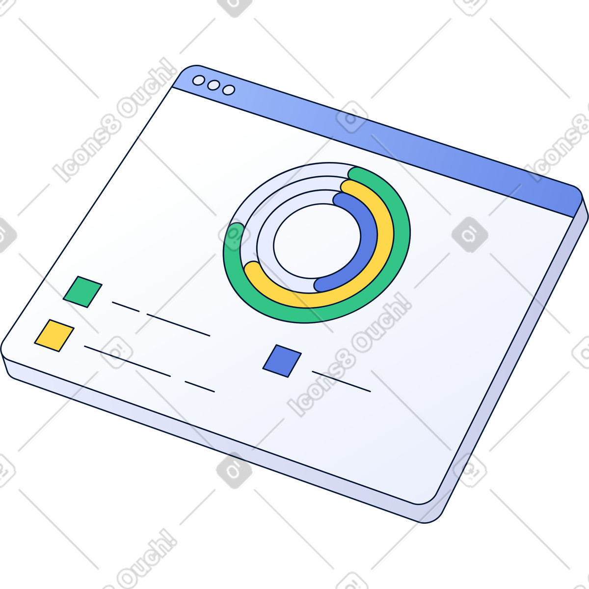 Browser window with circle diagram illustration in PNG, SVG