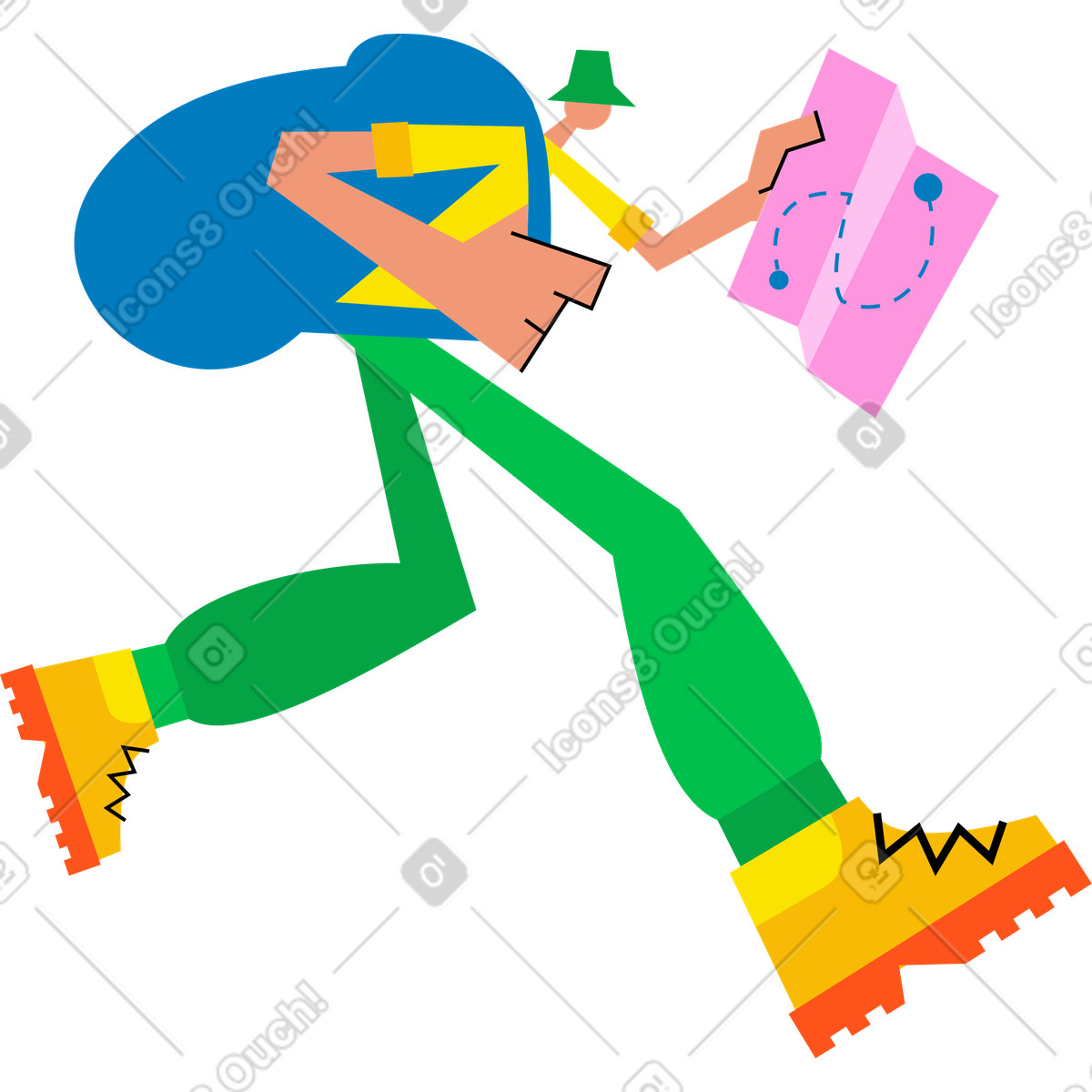 Ilustración Hombre con un mapa en estilo Warp a descargar en PNG y SVG