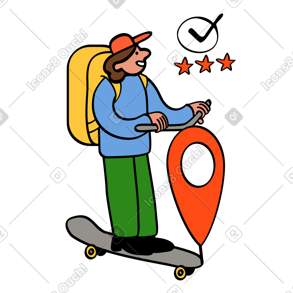 Иллюстрация Доставка курьером на gps-скутере в стиле Comic — скачать в форматах PNG, SVG