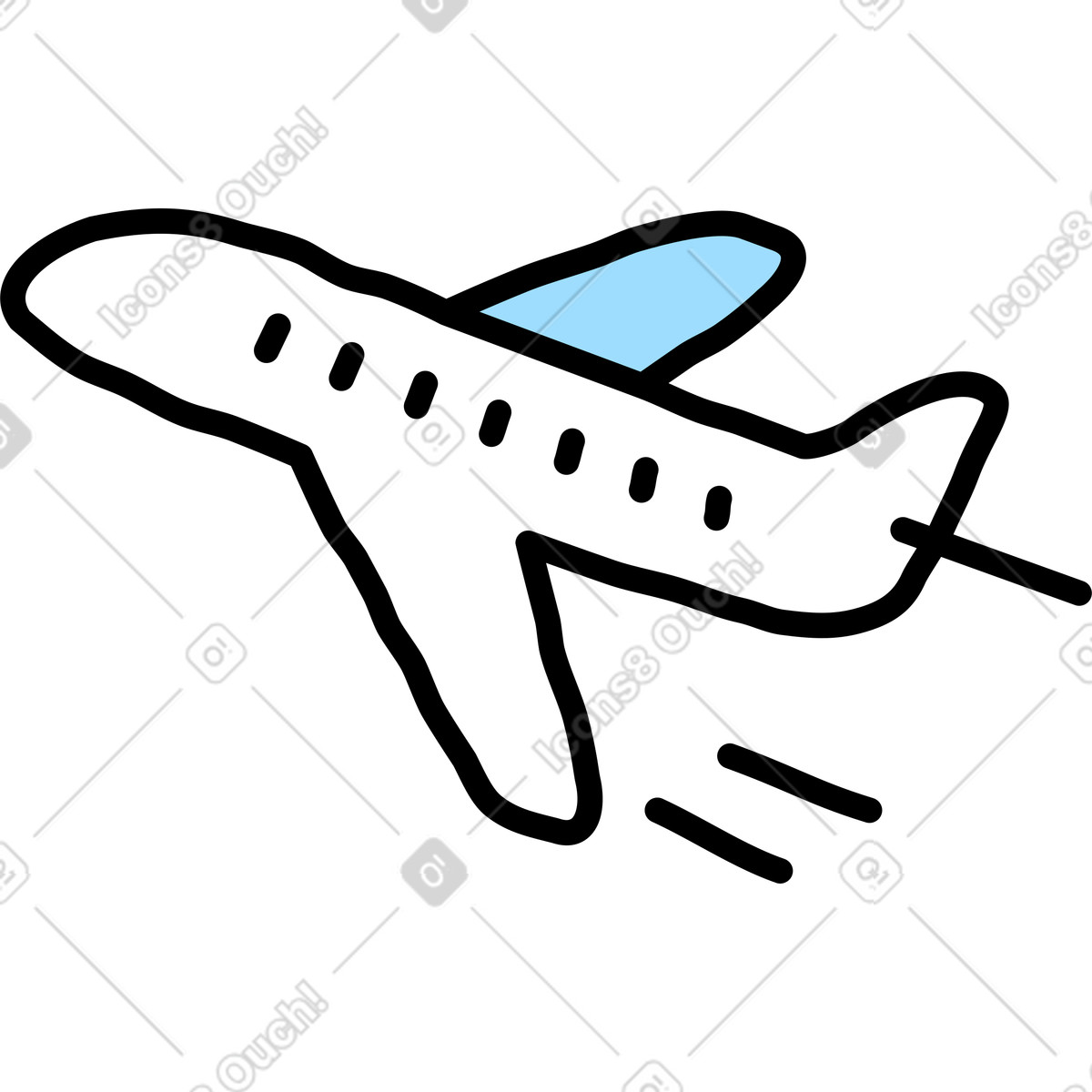Flugzeug-Illustration im Notes-Stil als Download in PNG, SVG