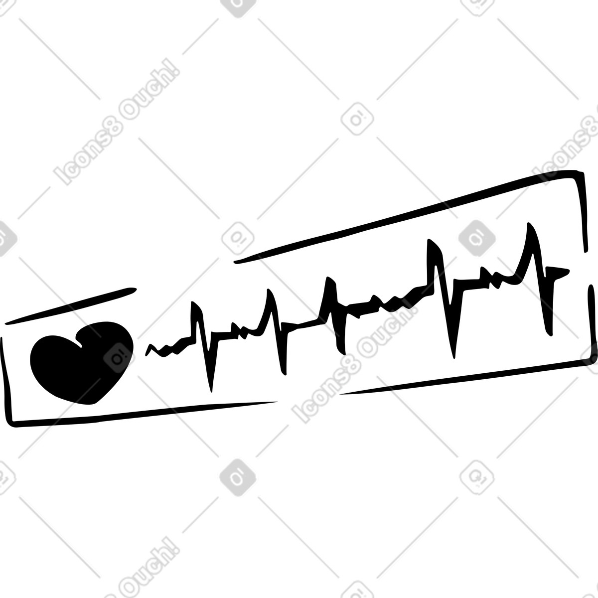 Heart pulse illustration clipart image representing health in PNG, SVG, GIF