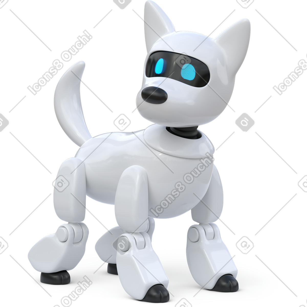 Front view of a robot dog illustration in 3D Business style download in PNG, SVG