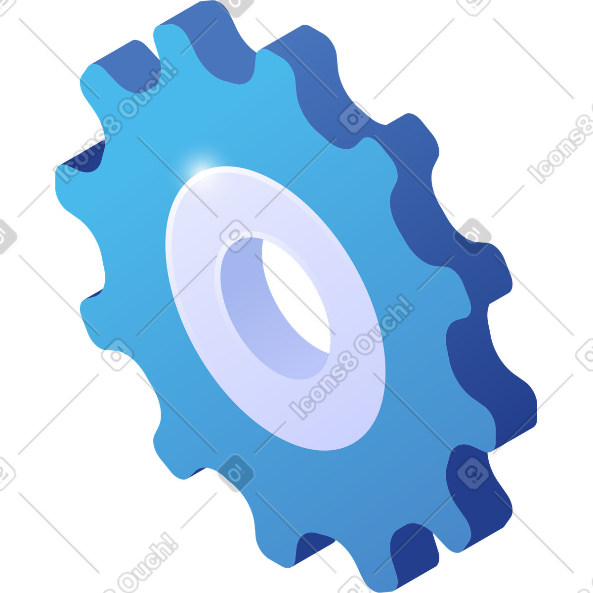 Illustration Engrenage isométrique dans le style Quantum à télécharger aux formats PNG, SVG