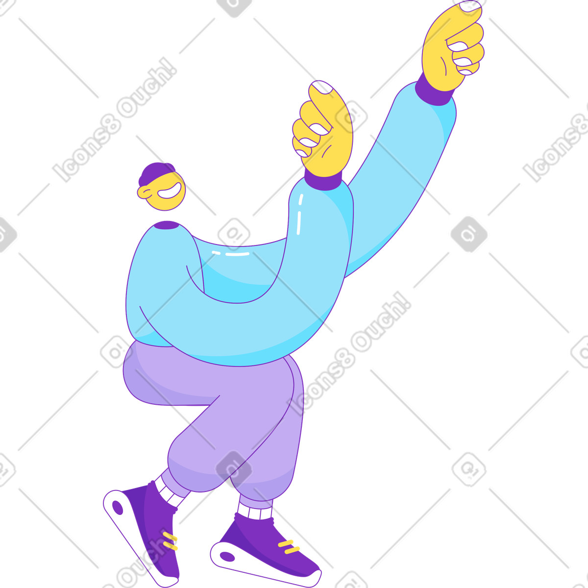Ilustración Niño sentado con los brazos levantados en estilo Elastic a descargar en PNG y SVG