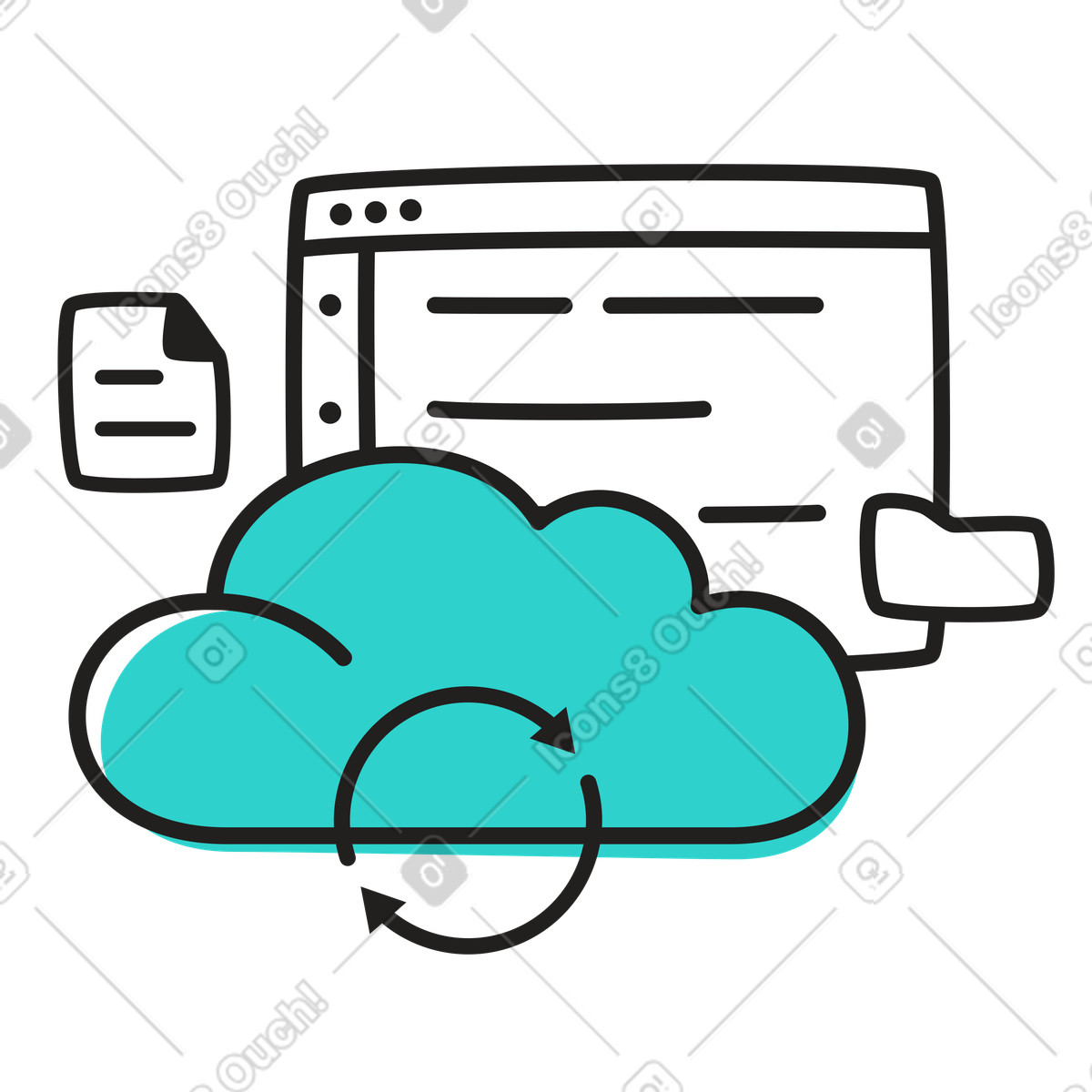 Cloud based version control system illustration in PNG, SVG