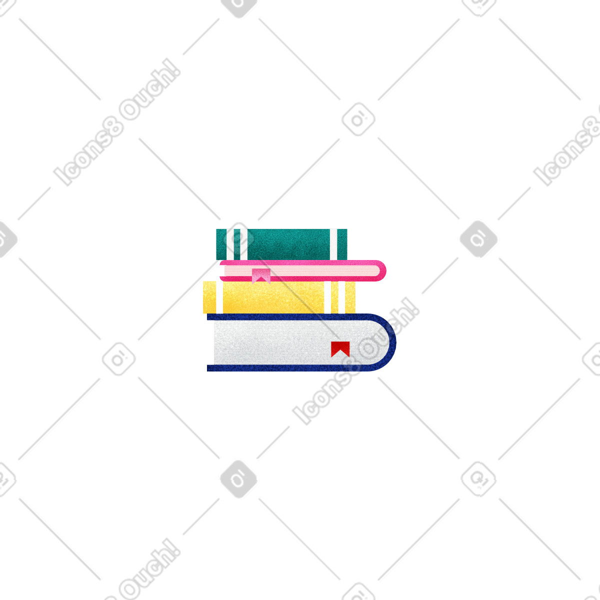 Ilustración Stack of books with bookmarks en estilo Willowy a descargar en PNG y SVG